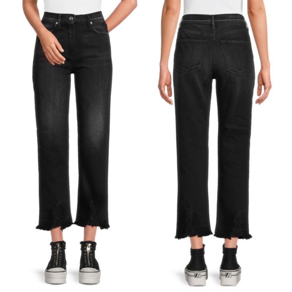 IRO Redon Mid-Rise Distressed Cropped Jeans - Black | Size 30